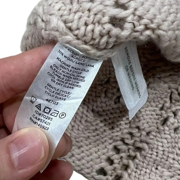 LOFT Dusty Pink Pointelle Scallop Lacy Knit Wool Blend Sweater XS - Picture 5 of 5